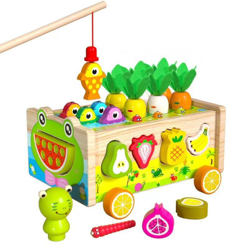 Children's Toys Plastic Frog Fish Pond Fruit Vegetable Toy Cart Stall with