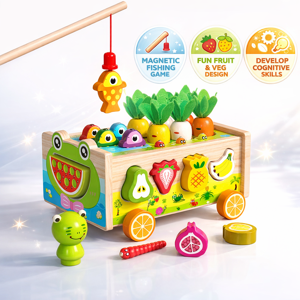 Children's Toys Plastic Frog Fish Pond Fruit Vegetable Toy Cart Stall with